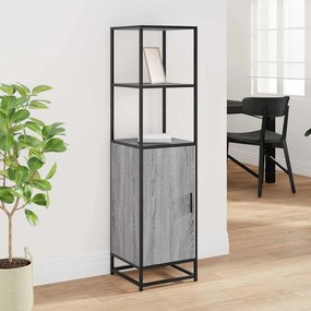 Armário alto 35,5x35x139 cm madeira e metal cinza sonoma