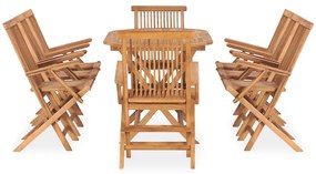 9 pcs conjunto jantar dobrável p/ exterior madeira teca maciça