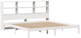 Cama com estante sem colchão 200x200 cm pinho maciço branco