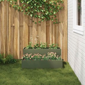 Plantadeira 2-Andares 100x60x45 cm Verde-Azeitado Aço