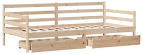 Sofá-cama com gavetas 90x200 cm madeira de pinho maciça