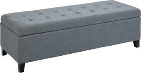 HOMCOM Banco estofado com armazenamento, otoman, banco de corredor, capitonê,125,1 cm x 48,9 cm x 41,3 cm, Cinza | Aosom Portugal