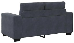 Conjunto de Sofá 3 Peças com Almofadas de Veludo Cinza Escuro