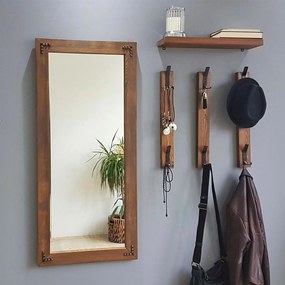 Hall Stand V109 – Walnut – Prateleira: 50x15 cm, Espelho: 50x110 cm, G