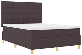 Cama Box Spring com Colchão Castanho Escuro 140x190 cm Tecido