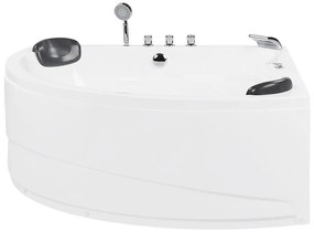 Banheira de hidromassagem de canto em acrílico branco com LED 197 x 140 cm BARACOA Beliani