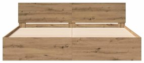 Cama com cabeceira de carvalho artesanal – 180 x 200 cm, feita de made