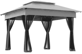 Tenda Dobrável Exterior 325x325x270 cm Tenda de Jardim com Teto Duplo