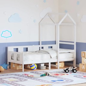 vidaXL Sofá-cama com telhado 80x200 cm madeira de pinho maciça branco