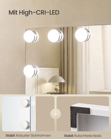 Espelho de maquilhagem 62 x 80 x 5,7 cm Hollywood com 18 LEDs reguláveis Branco 