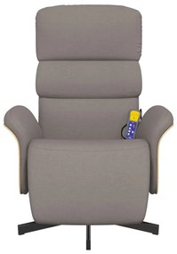 Cadeira massagens reclin. c/ apoio pés tecido cinza-acastanhado