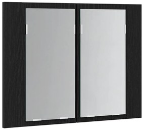 Armário de Espelho LED para Casa de Banho vidaXL Preto Carvalho 60x12x