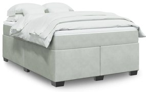 vidaXL Cama com molas/colchão 140x200 cm veludo cinzento-claro