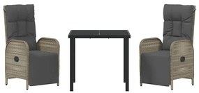Conjunto de Jantar de Jardim - 3 Peças com Almofadas em Polirattan Cin