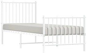 Estrutura de cama com cabeceira e pés 80x200 cm metal branco
