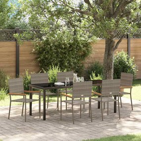 vidaXL Conjunto de Jantar de Jardim de 7 Peças Cinza Rattan PE