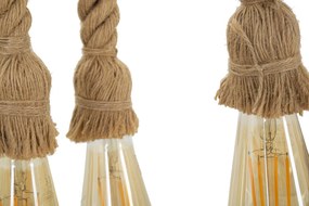 "Candeeiro de Teto Boho Chic - Metal, Bambu e Corda - 120 cm - 6 Ponto