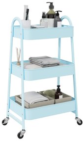 Carrinho de arrumação 3 camadas 42x41,5x77 cm aço azul