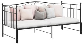 Estrutura sofá-cama de puxar 90x200 cm metal preto
