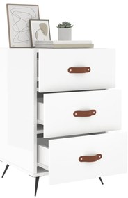Mesa de cabeceira 40x40x66cm derivados madeira branco brilhante