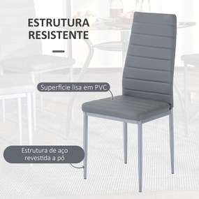 HOMCOM Conjunto de Refeição Mesa e 4 Cadeiras Conjunto de 5 Peças Mesa