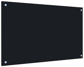 vidaXL Painel anti-salpicos de cozinha 80x50 cm vidro temperado preto