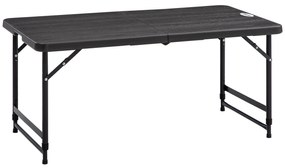 Outsunny Mesa de Jardim Dobrável Mesa de Exterior com Altura Ajustável para 4 Pessoas para Pátio Varanda Carga Máx. 60kg 118x60x56-74cm Cinza Escuro