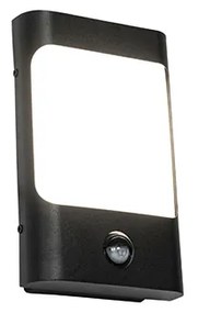 Candeeiro de parede preto com LED IP44 com sensor de movimento - Khuvan