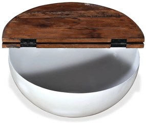 Conj. mesas centro 2 pcs madeira reciclada branco forma tigela