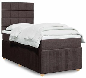 Cama com molas/colchão 80x200 cm tecido castanho-escuro