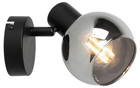 LED Foco de teto inteligente preto com vidro fumado, Wi-Fi P45 - Vidro Art Deco