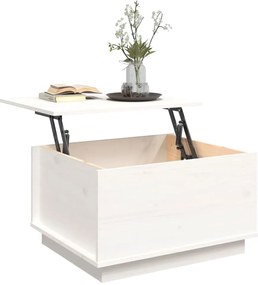 Mesa de centro 60x50x35 cm madeira de pinho maciça branco