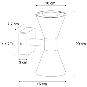 Candeeiro de parede moderno preto 2 luzes - Rolf Moderno