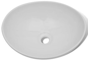 vidaXL Lavatório cerâmica 40x33 cm oval branco