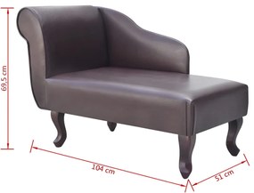 Chaise longue couro artificial castanho