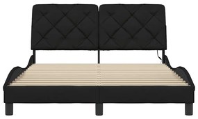 Estrutura de cama com LED sem colchão 140x190 cm tecido preto