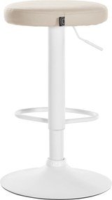 Conjunto de 2 bancos altos em couro sintético de estrutura branca 60-81 x 38,5 cm cor creme