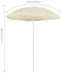 Guarda-sol de jardim com poste de aço 180 cm cor areia