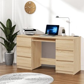 vidaXL Secretária 140x50x77 cm contraplacado cor carvalho sonoma