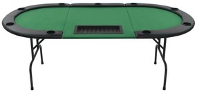 Mesa de póquer dobrável em três 9 jogadores verde
