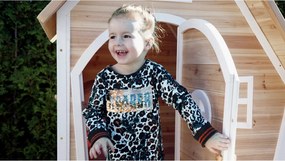 Casa de brincar exterior para crianças Fantasia 100 em madeira natural