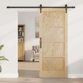 Porta Deslizante vidaXL com Conjunto de Hardware 83x202 cm Madeira Sól