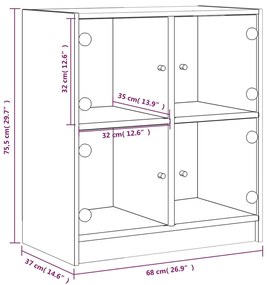 Armário de apoio c/ portas de vidro 68x37x75,5 cm cinza cimento