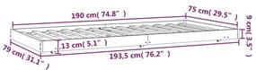 Estrutura de cama 75x190 cm madeira de pinho maciça cinzento