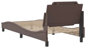 Estrutura cama c/ cabeceira 90x200 cm couro artificial castanho