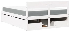 Cama com gavetas e colchão 120x200 cm pinho maciço branco