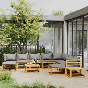12 pcs conjunto lounge de jardim com almofadões acácia maciça