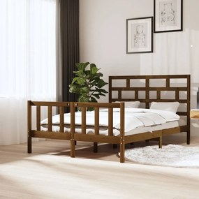 vidaXL Estrutura de cama 140x200 cm pinho maciço castanho-mel