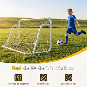 Baliza de futebol infantil com rede 121 x 60 x 80 cm com Estacas para jardim Equipamento de treino portátil Branca