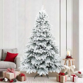 vidaXL Árvore de Natal Artificial Articulada Nevado Flocked Branco
